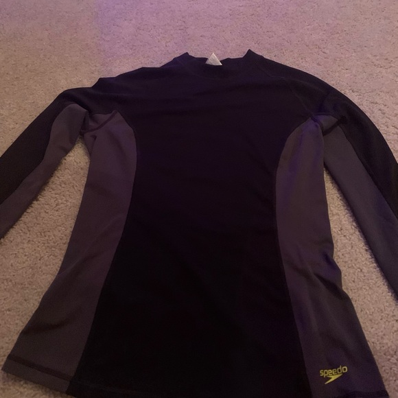 Speedo Black and Gray Performance Swim Shirt - Picture 1 of 3